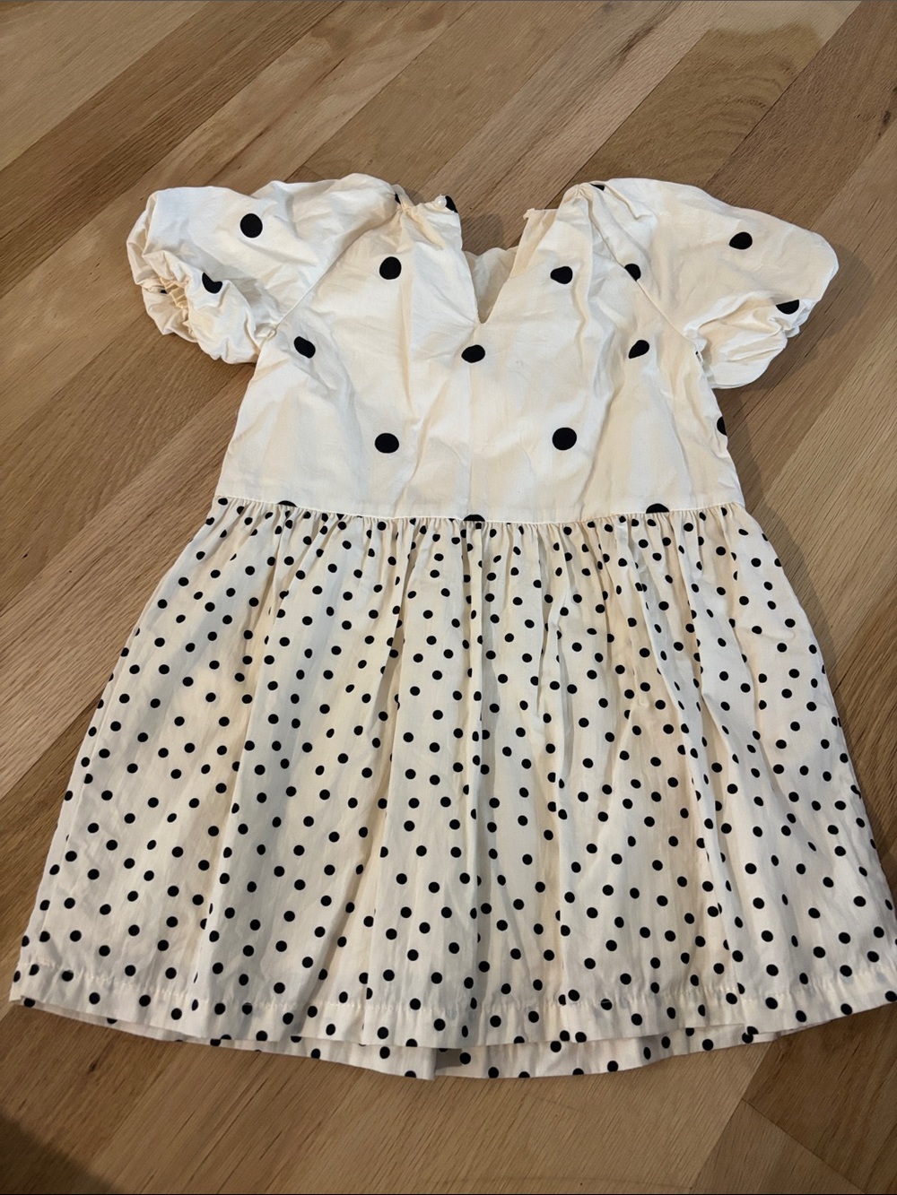 Zara Polka Dot Puff-Sleeve Kids Dress - White & Black size 5 - Picture 3 of 4